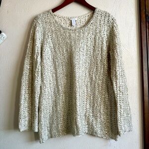 Chico's foiled penny pullover crew neck sweater sz 1 or S